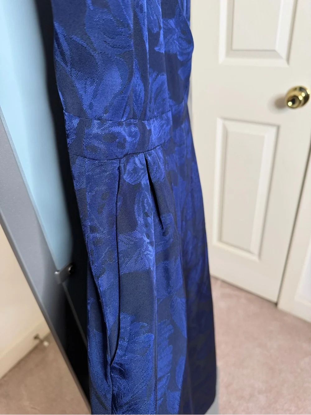 J. Crew Navy Floral Jacquard Maxi Dress